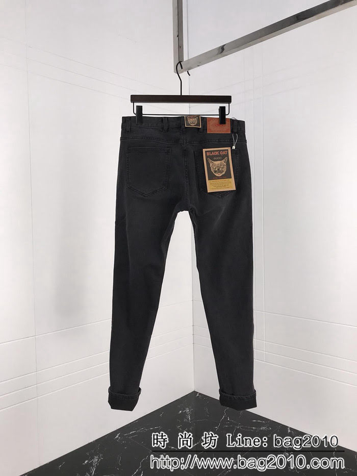 GUCCI古馳 年度首席黑牛 2018ss 黑貓卡紙系列 四季款 男款牛仔褲 ydi1044